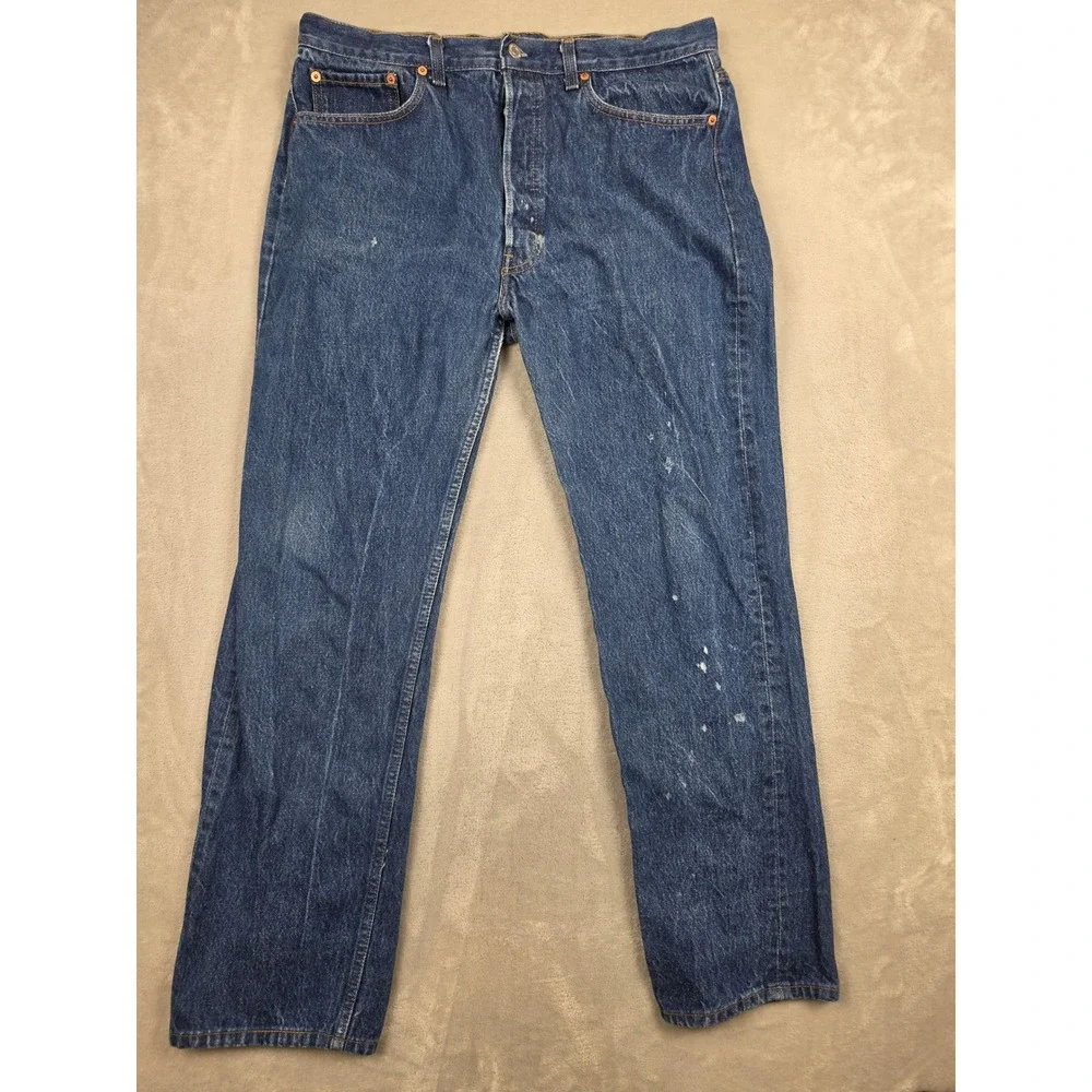 Vintage Levi's 501XX Jeans Mens 38x34 Fit 35x32 Blue Button Fly USA Made 80s 90s